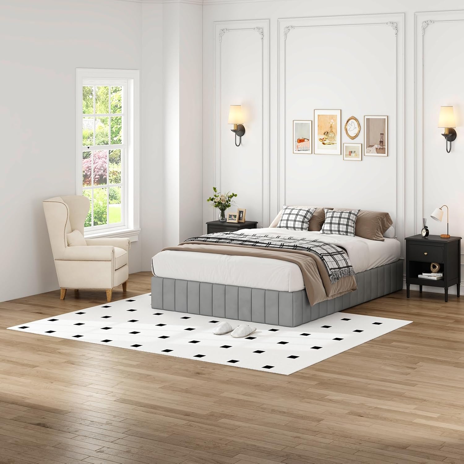 9 Inch Box Spring Queen Size Bed Base, Metal Box Spring with Upholstered Fabric Cover,Mattress Support Base for Queen Bed, Easy Assembly,Noise Free