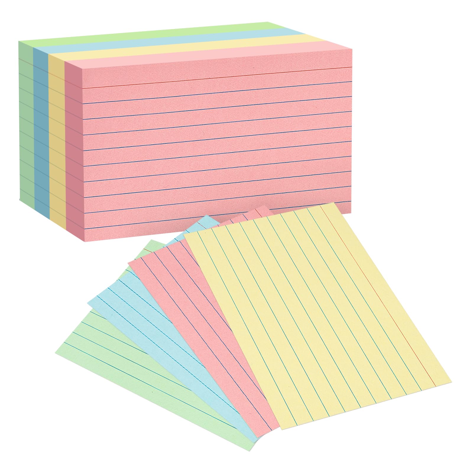 Amazon.com : Colored Index Cards 4x6, Goefun Ruled Flashcards 100Pcs, 4 ...
