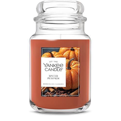 Yankee Candle Spiced Pumpkin, Fall Scented Candle, 22oz Large Jar with up to 150 Hour Burn Time - Spiced Pumpkin - New Large Jar