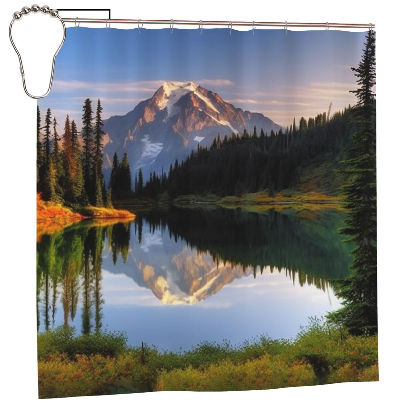 Rideau de douche imperméable tissu épais lavable 183x183 cm style rustique de salle de bain