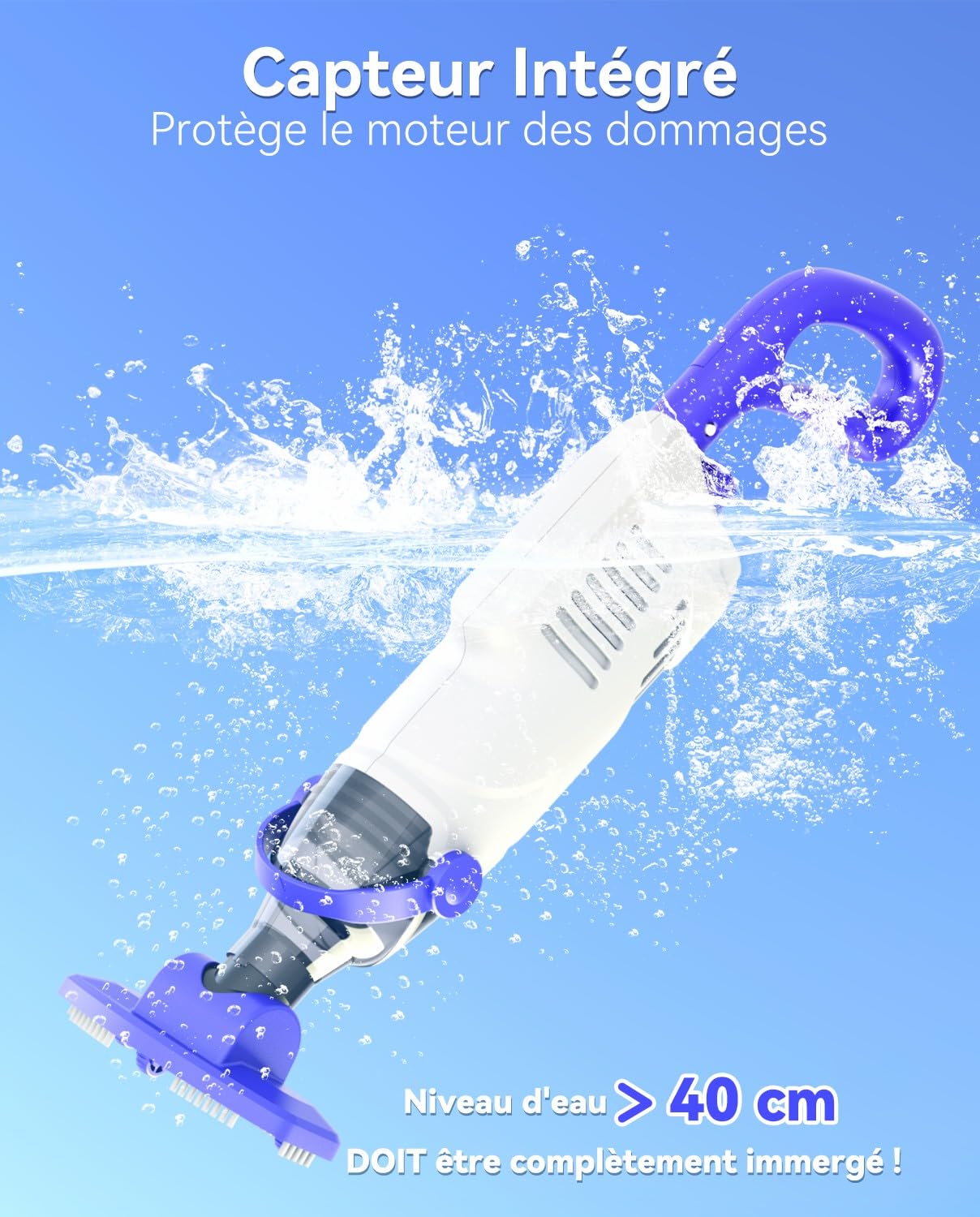 Aspirateur Piscine, Aspirateur Spa Jacuzzi, 60 Min d’Autonomie, Manuel Nettoyeur Piscine avec Filtres et Brosse, pour Piscine, Jacuzzi et Spa