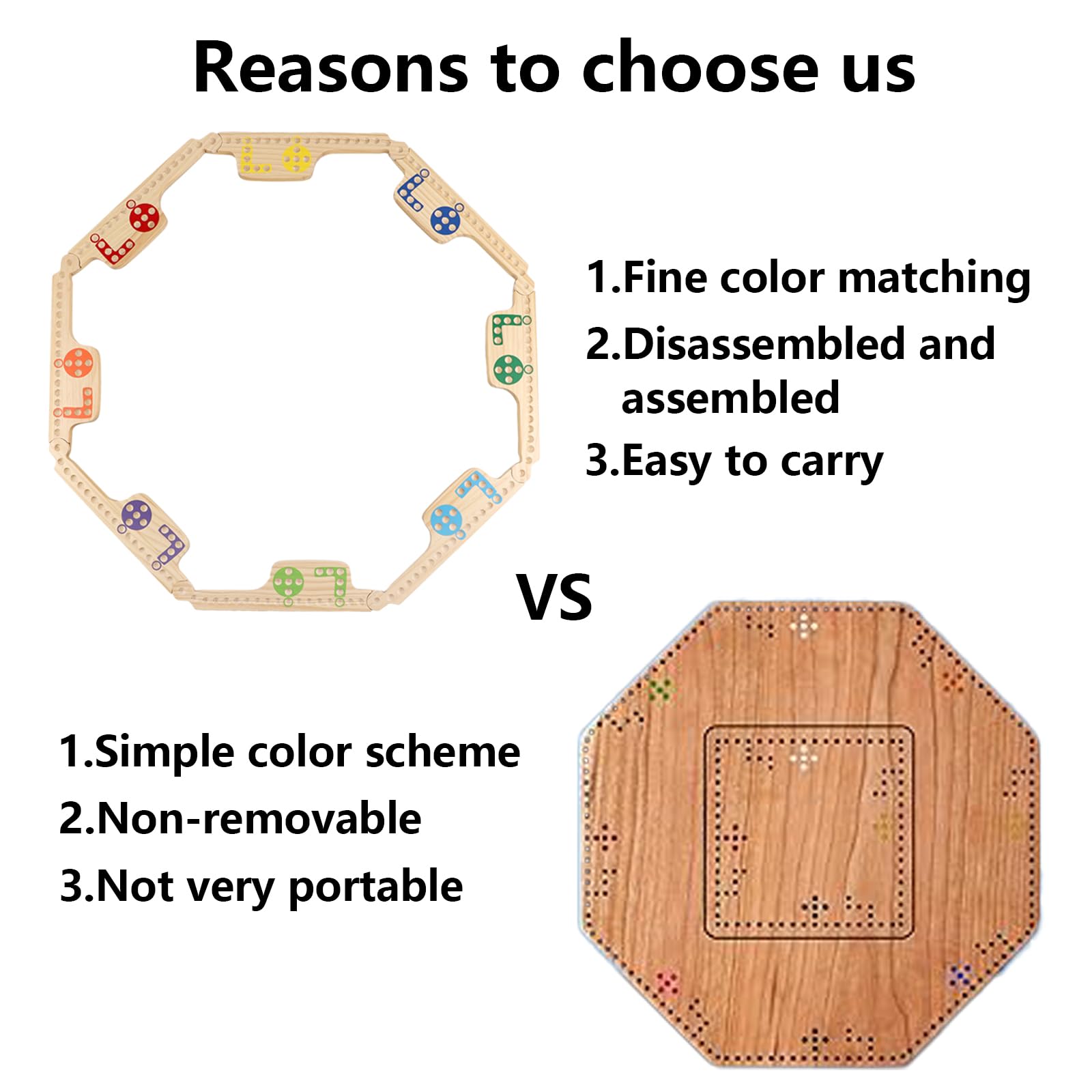 Grhonior Marbles And Jokers Board Game – Solid Wood Splicing Board, 40 Marbles, 4 Decks Of Cards, For 2-8 Players, Portable Family Game