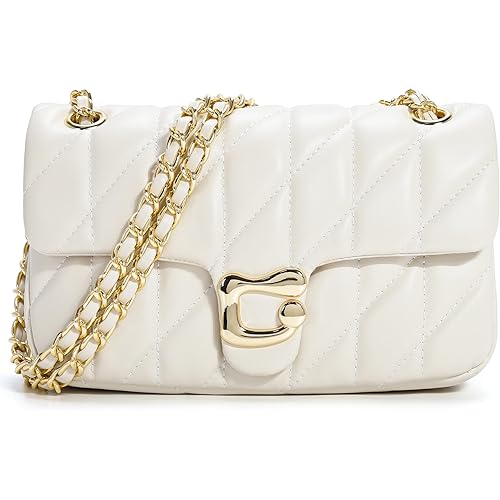 Quilted Crossbody Purse for Women Trendy - Ladies Shoulder Bag Leather Handbag Designer Evening Clutch with Chain Strap