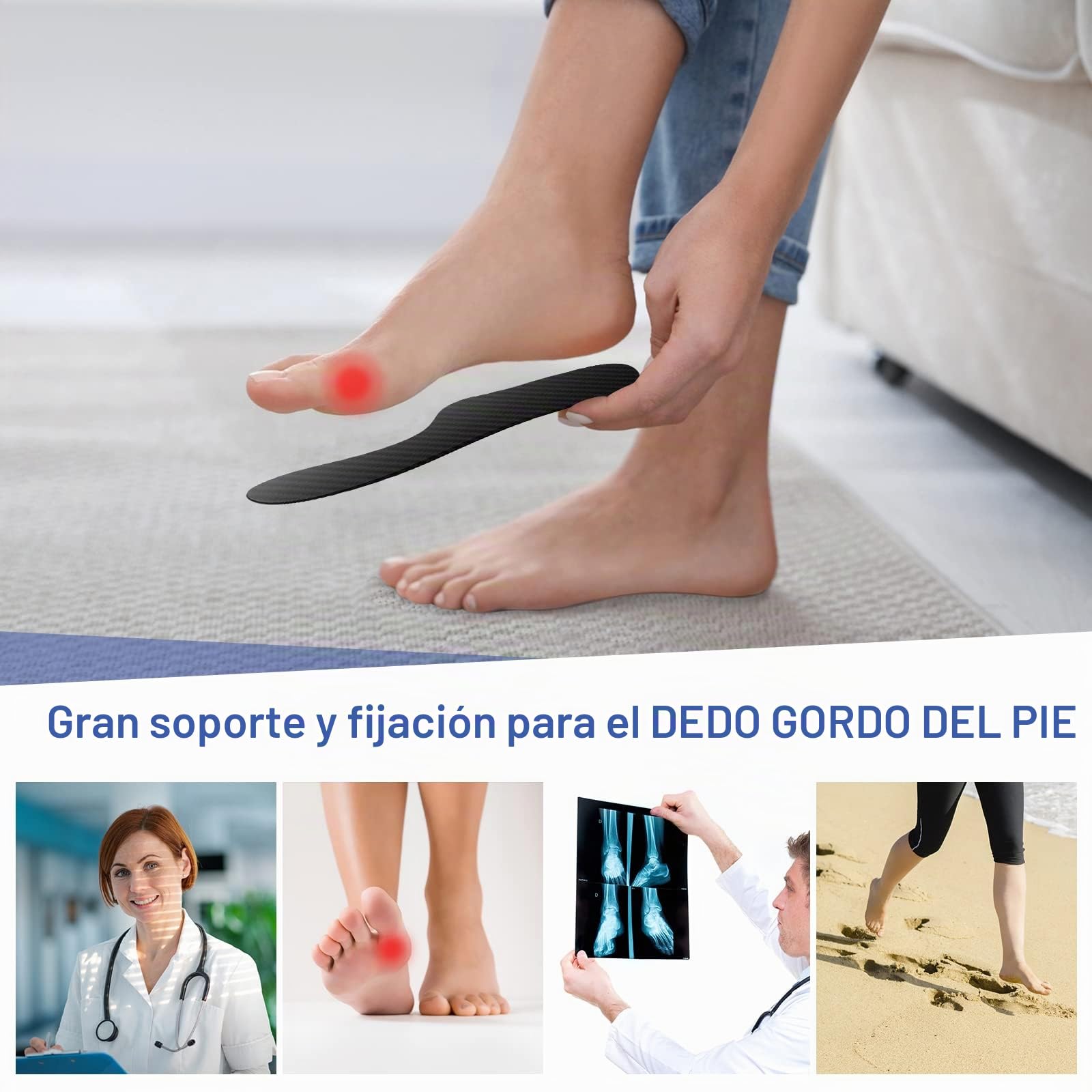 Plantilla de fibra de carbono Morton Extension Orthotic, FAKILO 1 par de plantillas rígidas para hallux rigidus, dedos de césped, hallux limitus – 295 mm – Talla mujer 14,