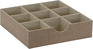 Household Essentials Brown 723-1 Deep 9 Section Drawer Organizer Box for Storage | 12 in x 12 in 3.13