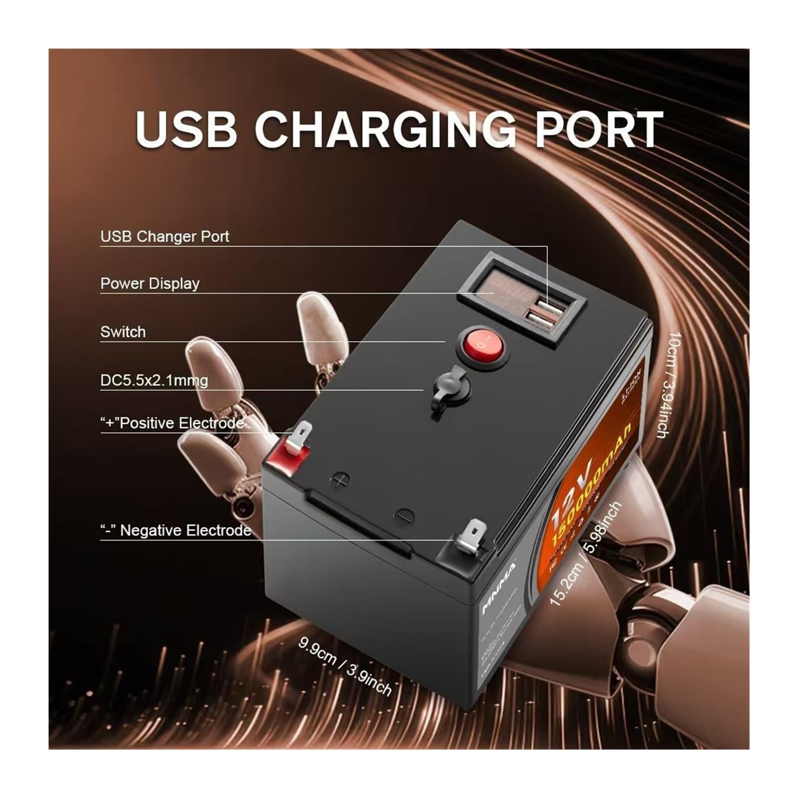 Batteria al litio ferro fosfato LiFePO4 12V 150AH Accumulo di energia domestica | Sistema off-grid for camper Sistema di generazione di energia solare Nave(150000mAh-01)