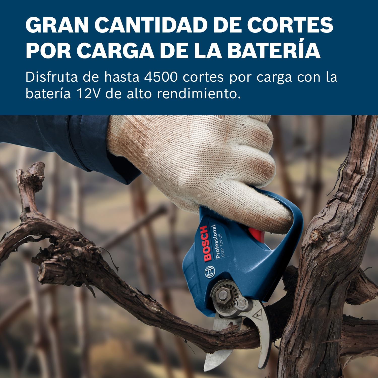 Bosch Professional 12V System GGP 12V-25 podadora | hasta 4500 cortes por carga, motor Brushless sin escobillas, cortes de 25 mm, con 2 baterías de 3,0 Ah