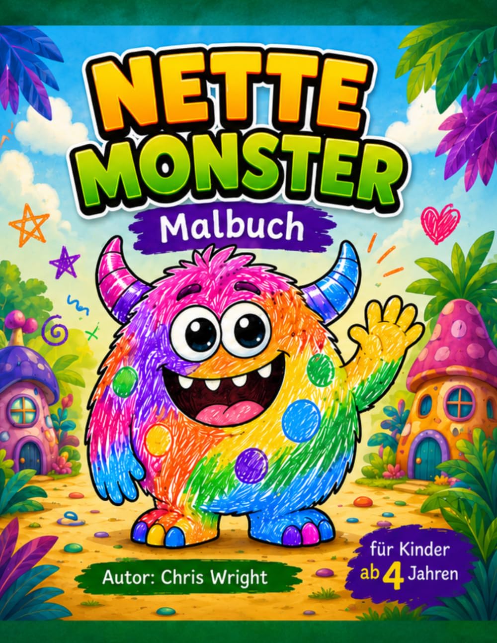 Nette Monster Malbuch: Süße und lustige Monster zum Ausmalen | Große einfache Motive für Kinder ab 4 Jahren