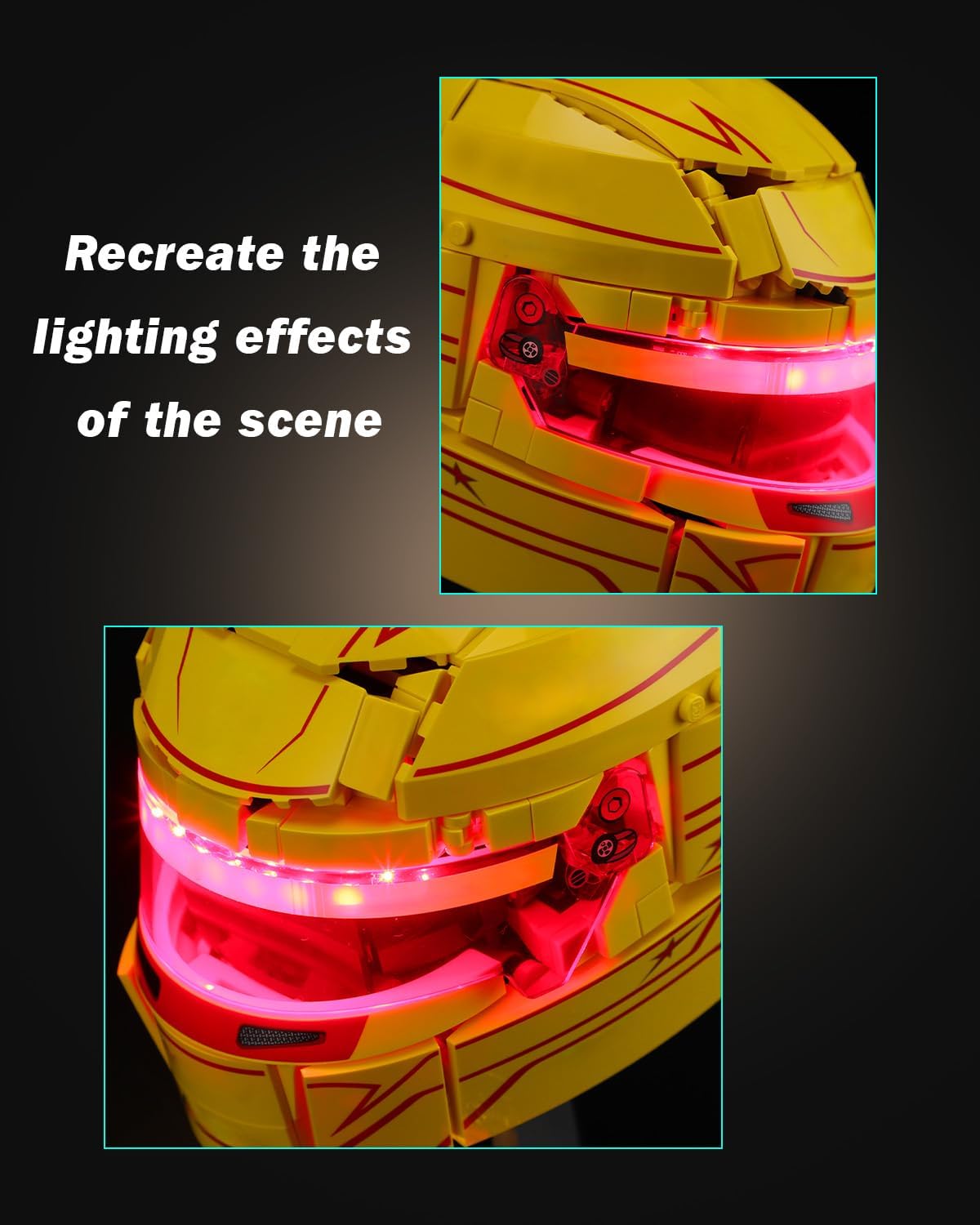 LED Lighting Set Compatible with Lego Scuderia Ferrari HP Lewis Hamilton Helmet 43022 Set, DIY Light Up Kit for 43022 Building Blocks Model (Building Sets Not Included) image 3
