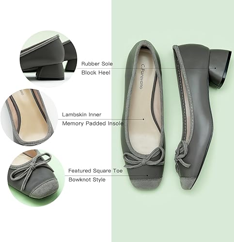 Miniatura 4 de C.Paravano Zapatos de tacón para mujer Tacones bajos Tacones cerrados Tacones gruesos para mujer Zapatos de vestir para mujer