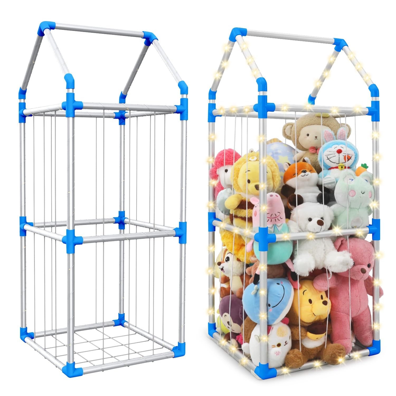 Cage de rangement en métal pour peluches bleue - Fini le désordre dans la chambre