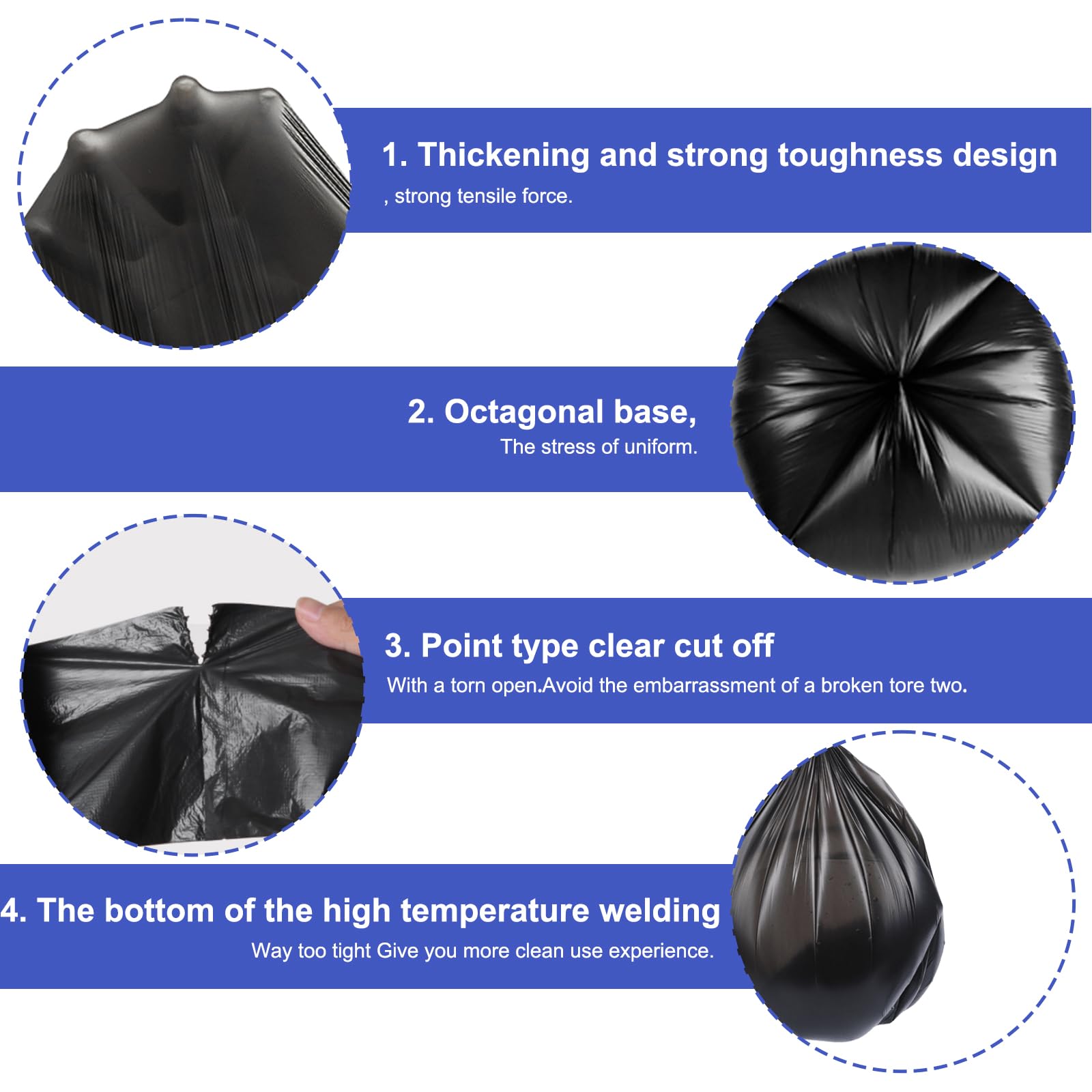 GBKDQQ Lot De 100 Sacs De Toilette Noirs - 15 L - Extra épais