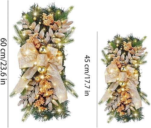 Miniatura 2 de Borde de lágrima artificial de Navidad, festones de Navidad de gran tamaño, decoración de escalera de Navidad con luces LED, para decoración del