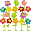 Hangnuo 16PCS Artificial Plush Flower Bendable Curtain Buckle Tiebacks Birthday Wedding Party Durable Plush Daisy Flower Bouquet with Happy Smiley Face Gift for Kids Baby Girl Toddlers