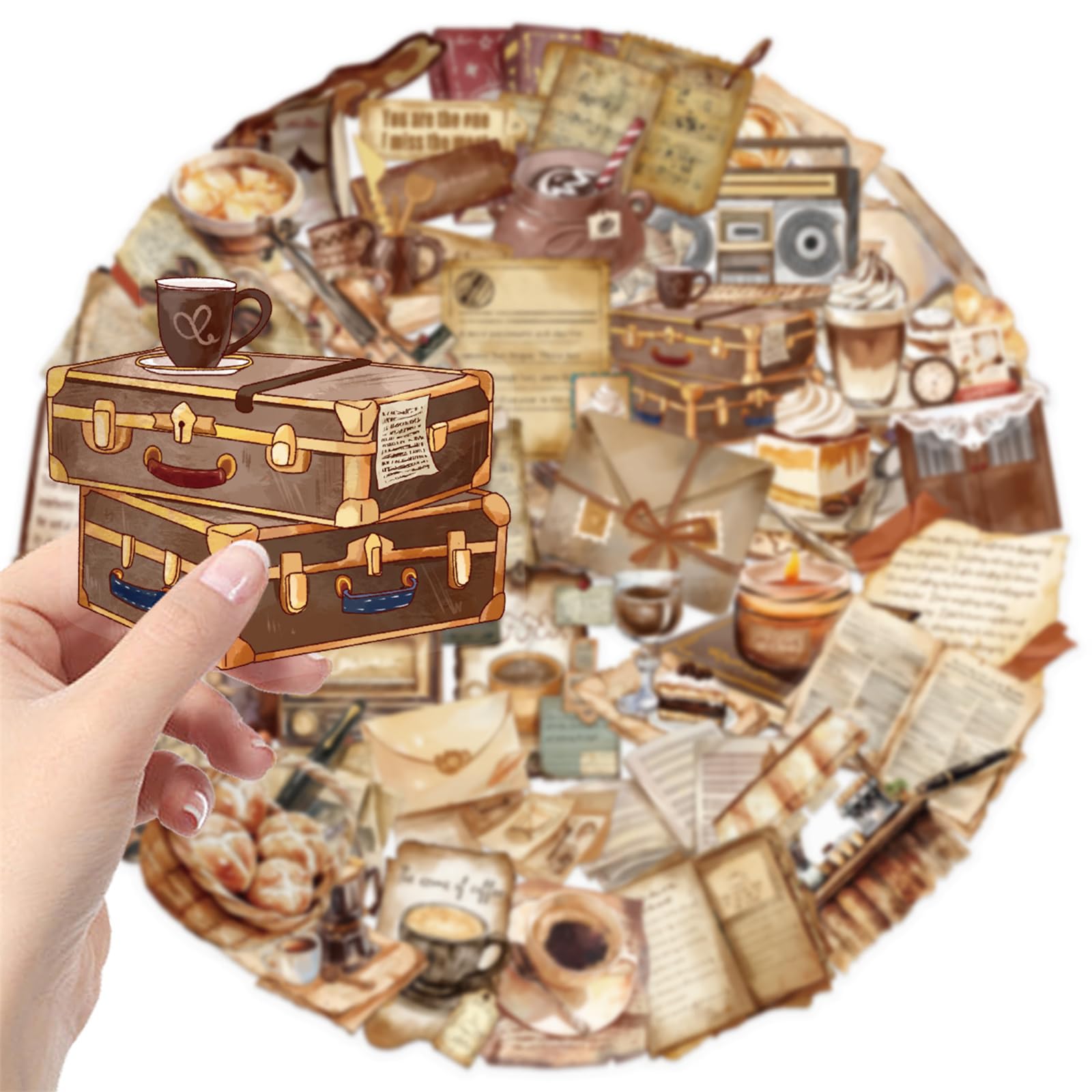 Zestaw naklejek w stylu vintage, graffiti, retro, kawiarnia, kalkomanie do dziennika, scrapbookingu, Kindle, laptopa, albumu, DIY, rękodzieła, planer dzienny, wodoodporne, PET, przezroczysta naklejka