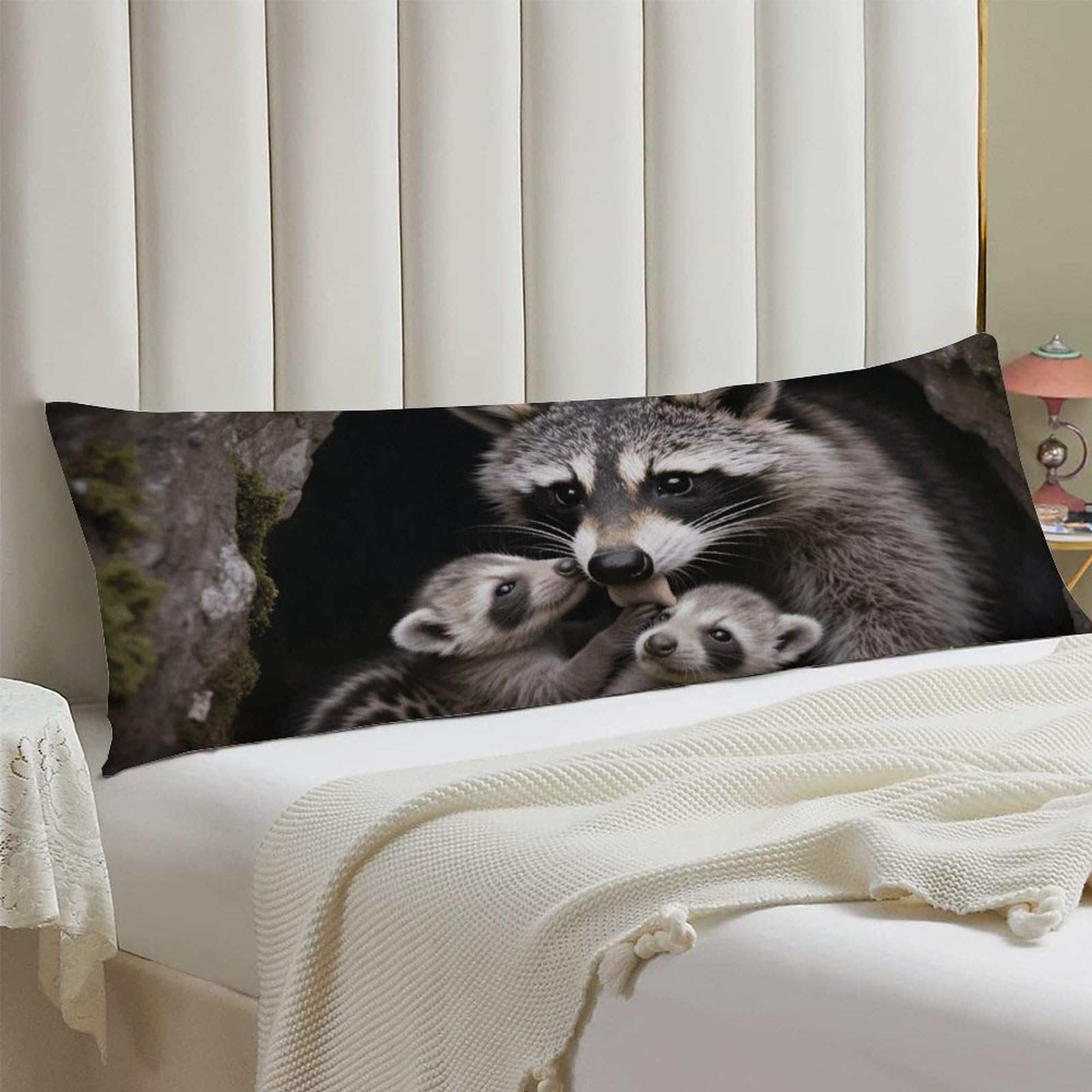 Body Pillow Cover 20x54 Long Pillow Case with Invisible Zipper Breathable Microfiber Raccoons Pillowcase Soft Cozy Protector for Bedroom Couch Sofa Bed Home Decor All Seasons