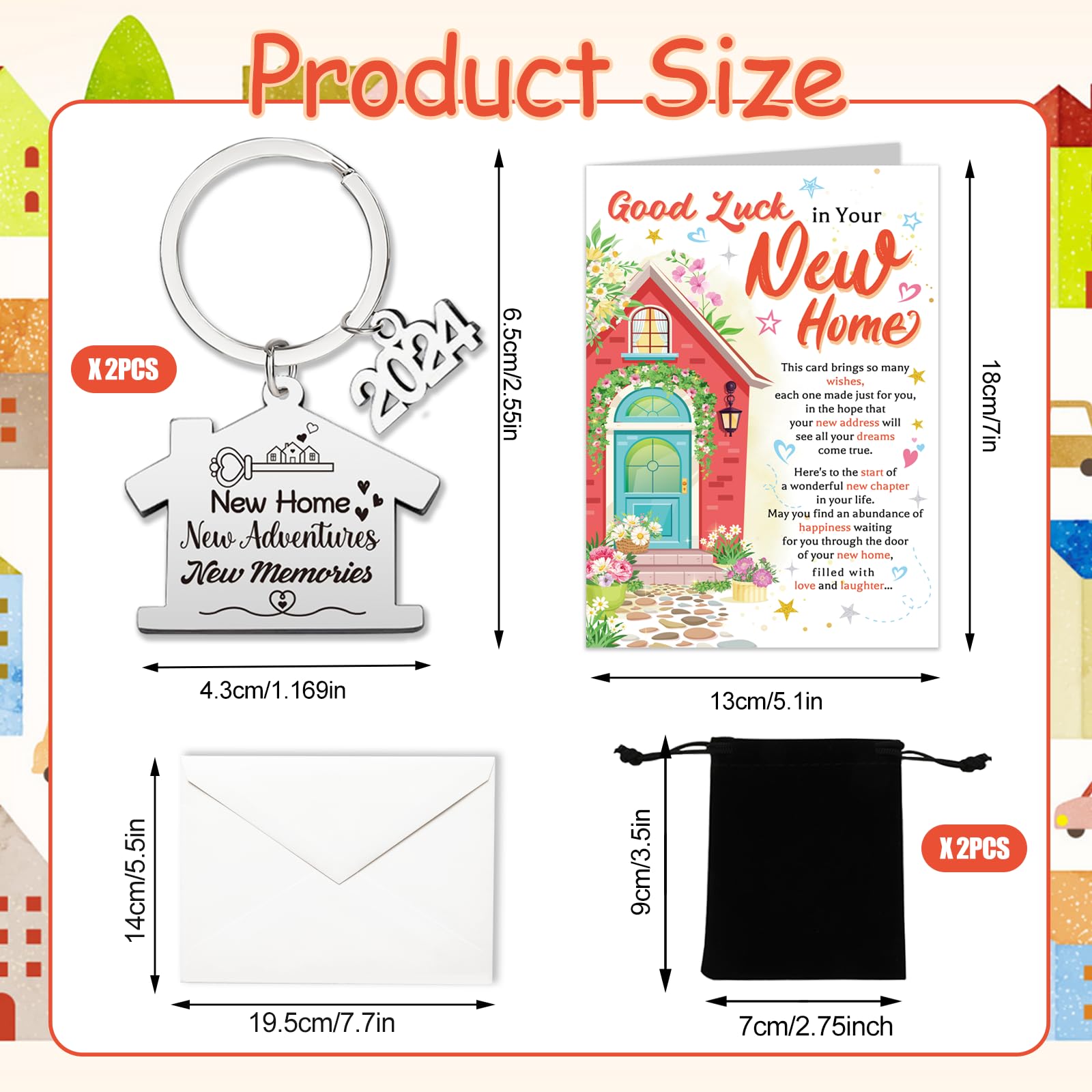 HOWAF New Home Gifts, Good Luck in Your New Home Card, with 2 Keyrings, Housewarming House Warming Gifts for Friends Couples and Family - Image 2