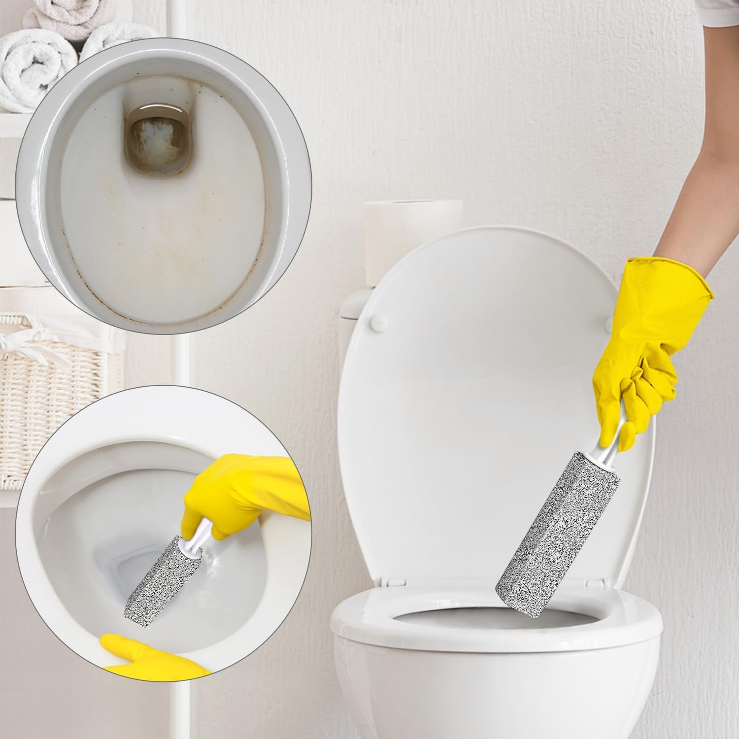Pumice Stone, ARRITZ 7pcs Scouring Stick with Handle for Removing Calcium Buildup, Hard Water Rings and Rust, Suitable for Cleaning Toilet, Sink, Bathtubs, Tile, Stove, Grill
