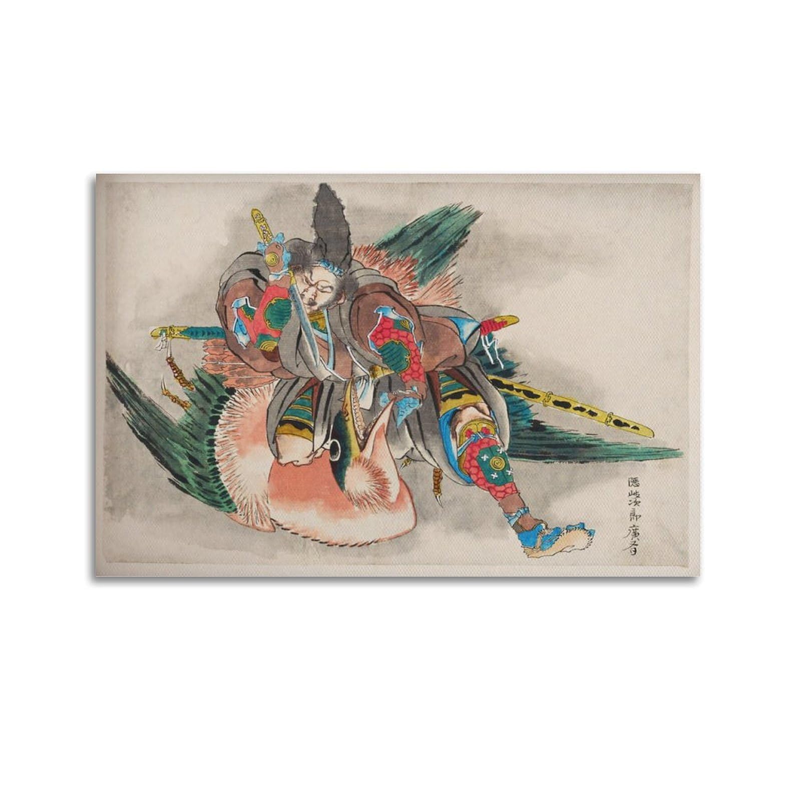 xiaoxiaoshen Hokusai Samurai Woodblock Japanese Canvas Poster Wall Art Prints Room Aesthetic Murals Bedroom And Living Decorations 24x36inch(60x90cm)