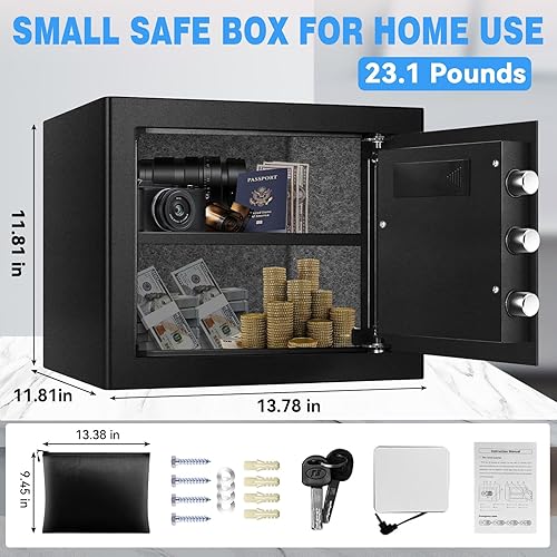 Miniatura 3 de Caja de seguridad pequeña de 1.8 pies cúbicos con bolsa impermeable ignífuga, cajas fuertes para documentos del hogar, caja de seguridad antirrobo