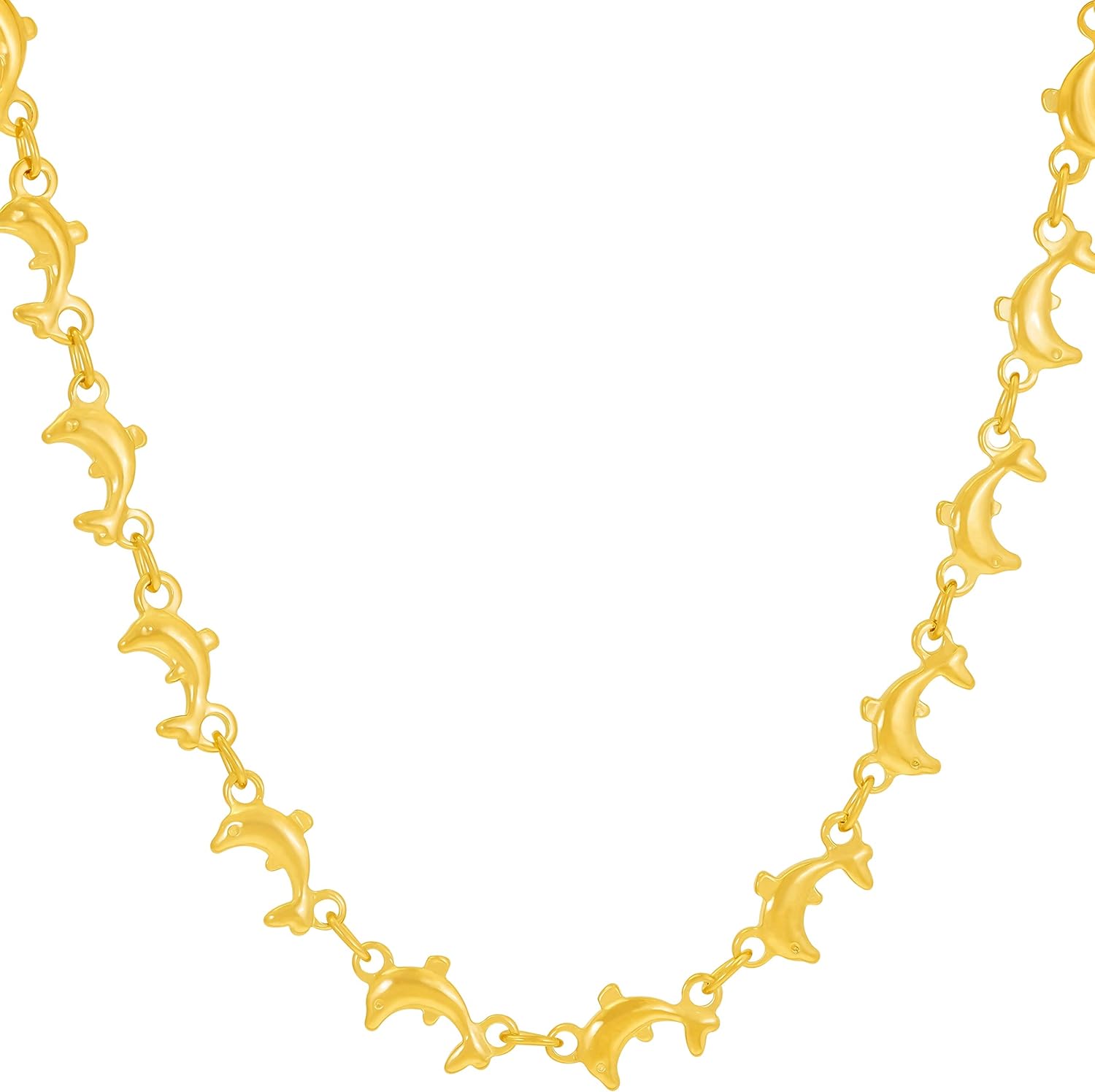 LIFETIME JEWELRY Dolphin Link Chain Necklace for Women and Men 24k Gold Plated
