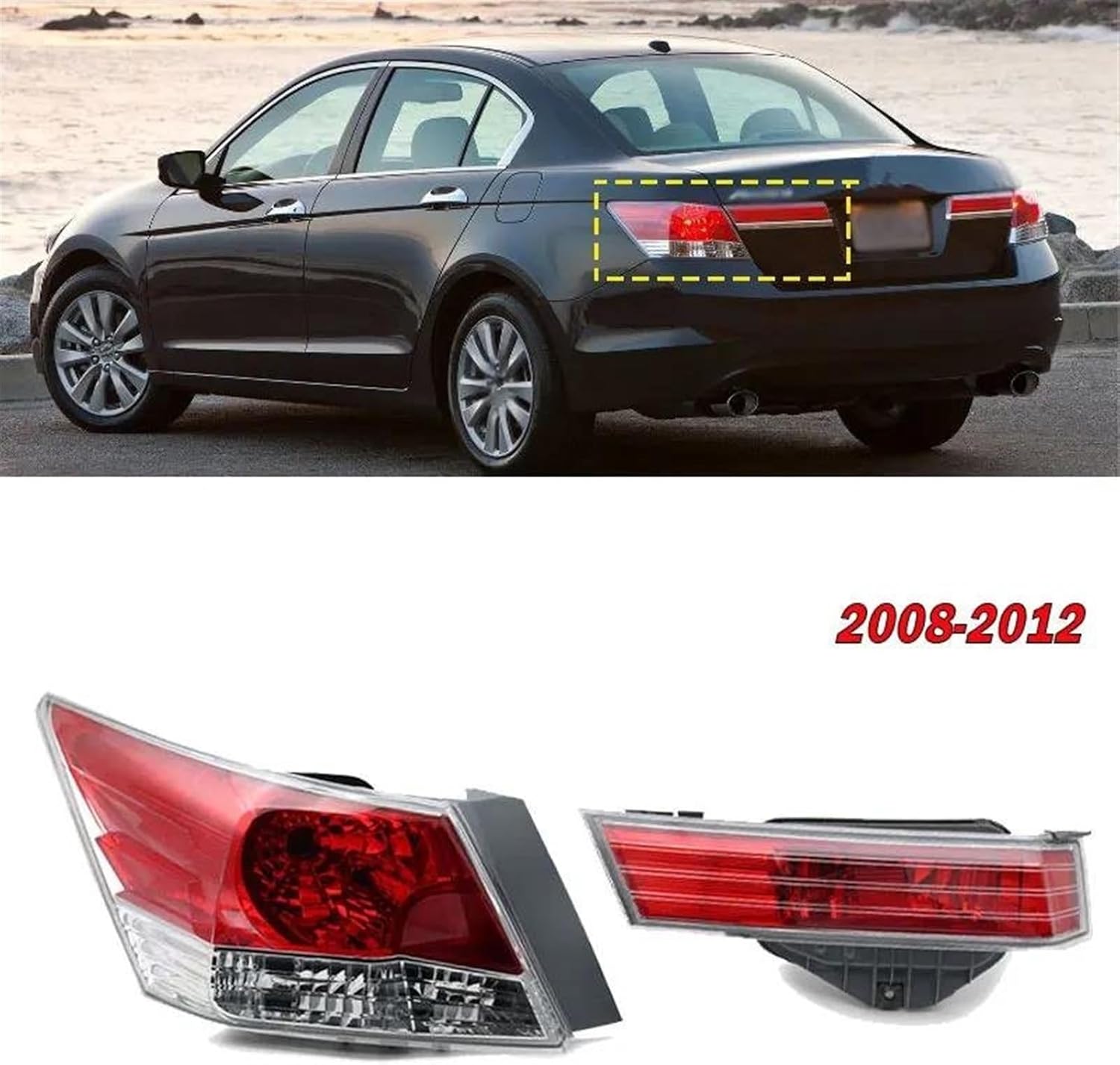 Car Rear Lights Upgrade Car Rear Tail Lamp Brake Light for Accord 8th 2008 2009 2010 2011 2012 Running Lights Taillight Assembly Without Lamp Bulb(Right Inside)