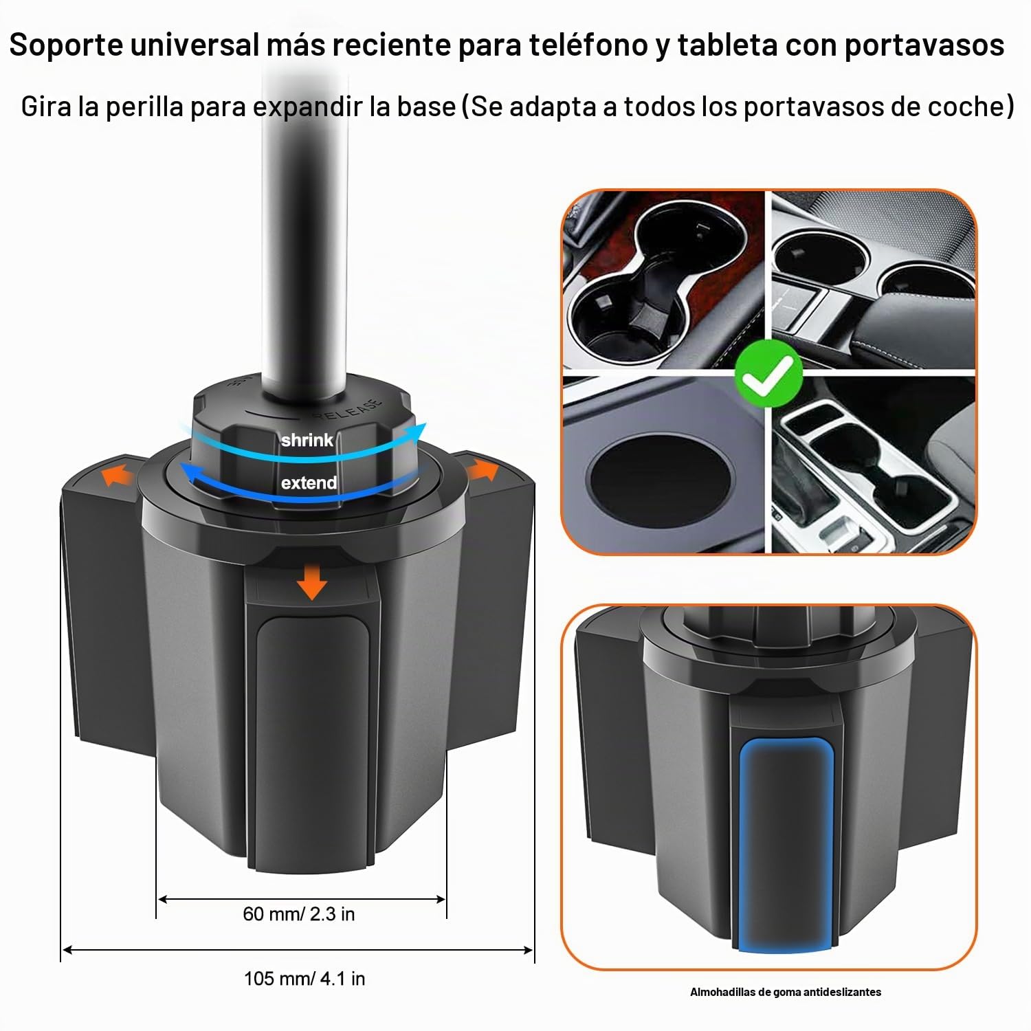 Soporte Tablet Coche Portavasos Resistente - Estable y Duradero | Soporte Tablet Camión Taza con Brazo Metal para Tableta y Móvils, iPad Pro Air Mini, Galaxy Tab, Kindle, Lenovo, 4-12.9"