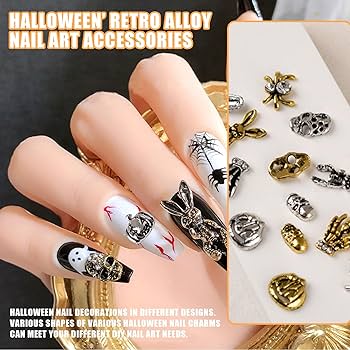 No.1101　選べるハロウィン　カボチャ　クモ　ネイルパーツ Amazon.co.jp: ネイルパーツ ハロウィン 72個セット 3D 立体