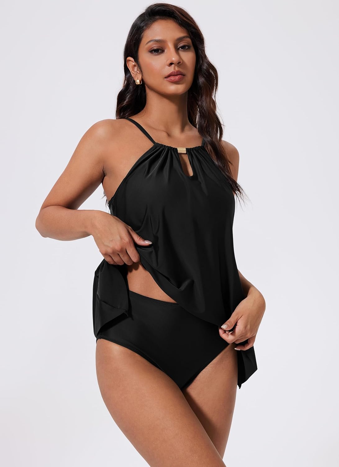 SUUKSESS Women Ruffle High Neck Tankini Swimsuit Flowy Tummy Control Bathing Suit - Image 5