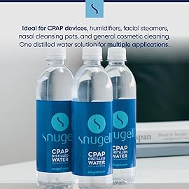 Snugell Distilled Water for CPAP Machines, Travel Size Bottles (12 -Pack, 16.9 oz Each) - Up to 30 Days Supply - Clean, Multi-Use, Travel-Friendly, Made in USA