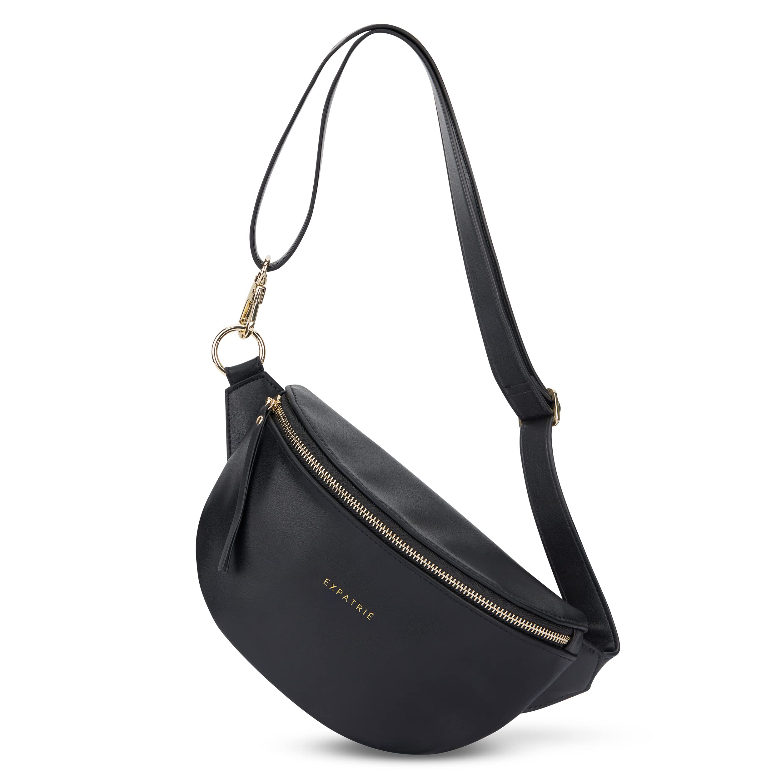 Expatrié Marsupio Donna Nero - Alice Small - Borsa per Festival, Viaggi e Uso Quotidiano In Pelle Vegana - Piccolo Borsello Elegante alla Moda - Impermeabile
