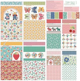 Riley Blake Zippy Bags 3 Fabric Panel by Lori Holt - 56x56 Inch Canvas for 4 Large & 4 Small Project Bags, Quilting & Crafts