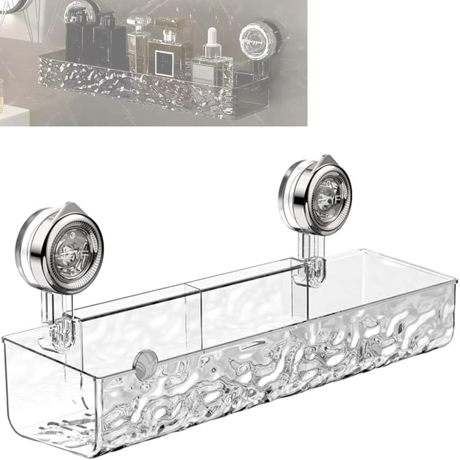 ZOLLZIRR 2025 New Corrugated Suction Cup Storage Holder for Bathroom Shower Caddy Suction Cup for Inside Shower Bathroom