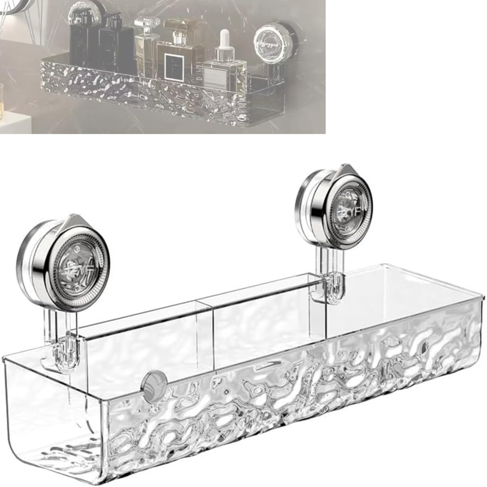 ZOLLZIRR 2025 New Corrugated Suction Cup Storage Holder for Bathroom Shower Caddy Suction Cup for Inside Shower Bathroom