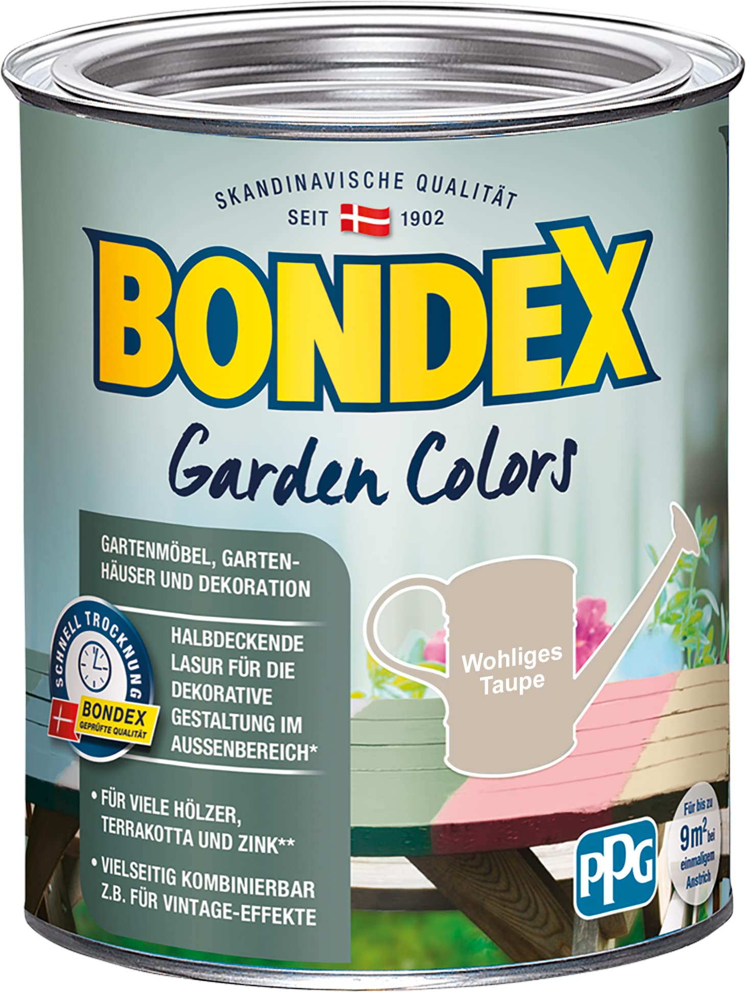 Bondex Garden Colors Wohliges Taupe 0,75 L für 9 m² | Halbdeckende Farbe | Vintage-Flair | Dekorative Holzfarbe | seidenmatt | Holzlasur