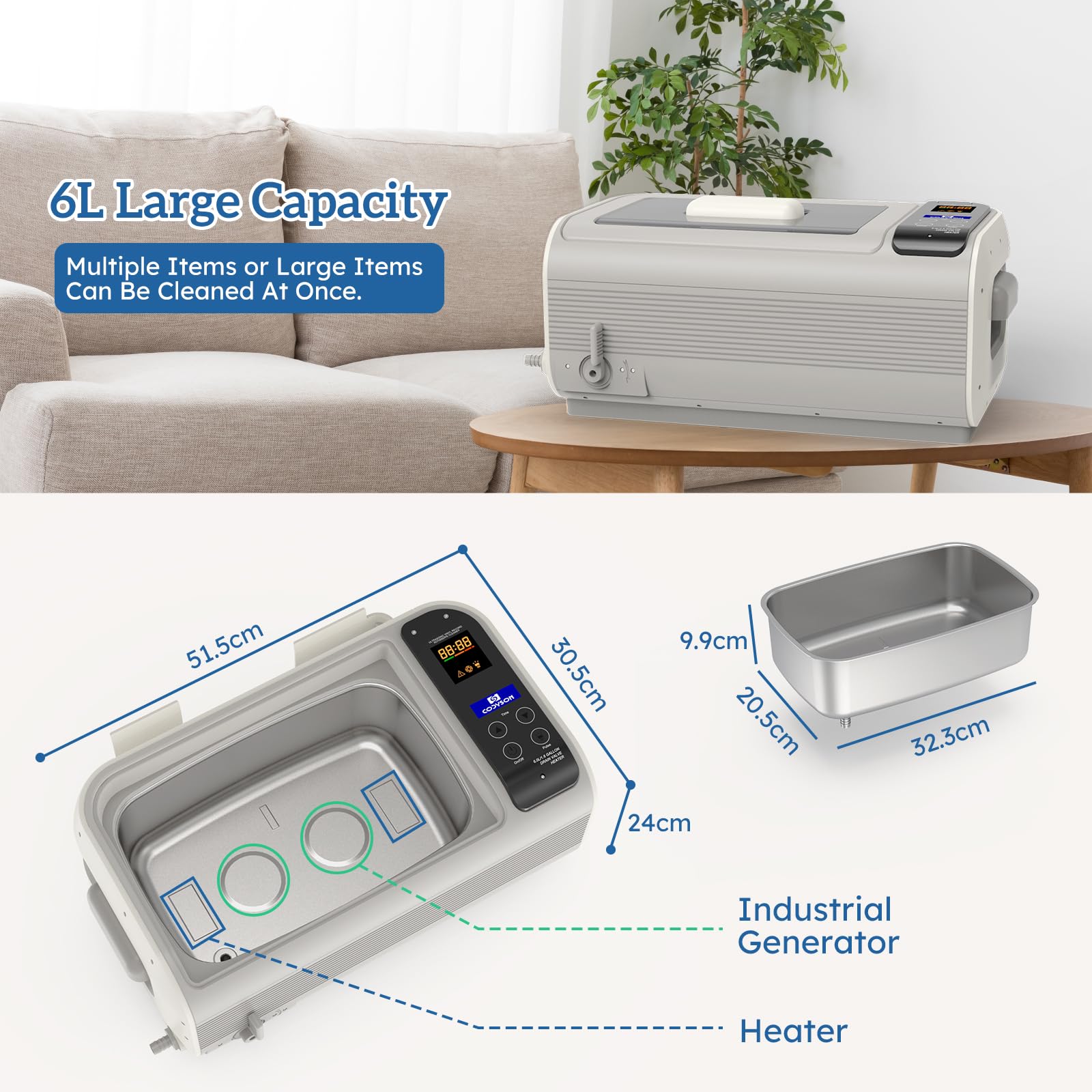 LifeBasis 6L Ultraschall Schallplattenreiniger Record mit Timer & Heizung | Professionelles Ultraschallreinigungsgerät 35kHZ 300W CD-4862 für Chirurgische Instrumente MechanischeTeile Laborgerät
