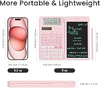 Vista 6 de Pink Scientific Calculators for Girls Students, 82 MS Foldable Cute Science Calculator with Notepad Middle and High School Supplies