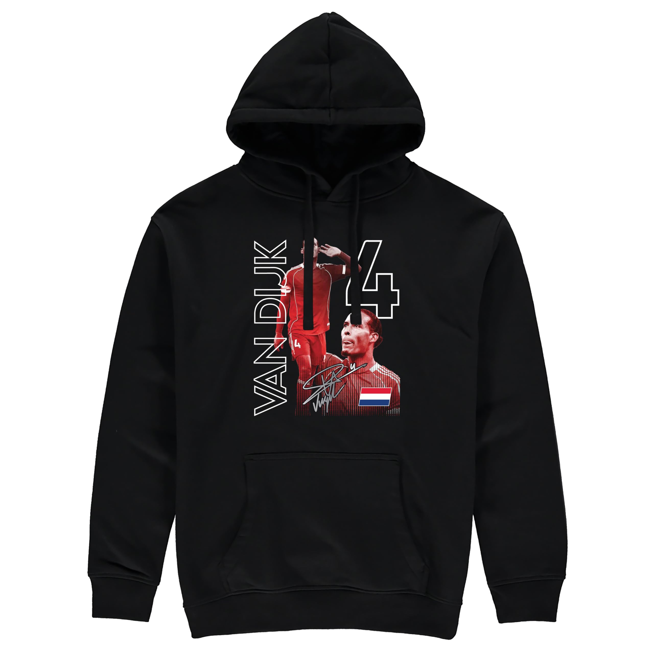 Partisan Liverpool Van Dijk Hoodie - Adult Sizes - Black or Burgundy (UK, Alpha, M, Regular, Regular, Black)