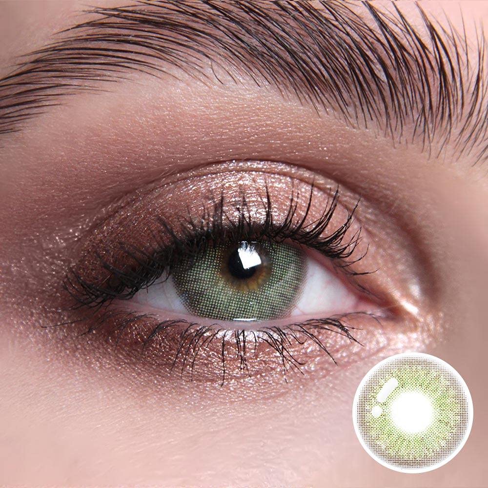 2pcs Colored Contact Lenses Natural Green Eyra Series Yearly Using with Case