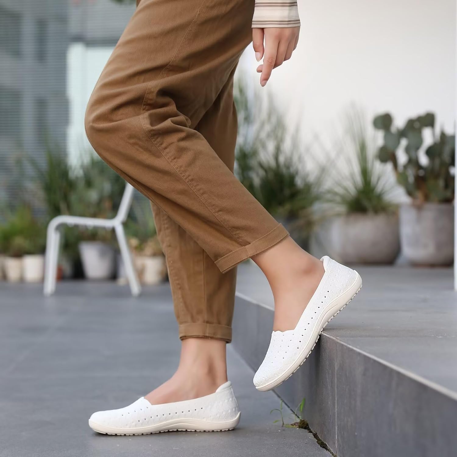 Women's Wide Toe Box Flats Shoes Knit Ballet Flat Slip-on Dress Walking Comfort Shoes - Image 2