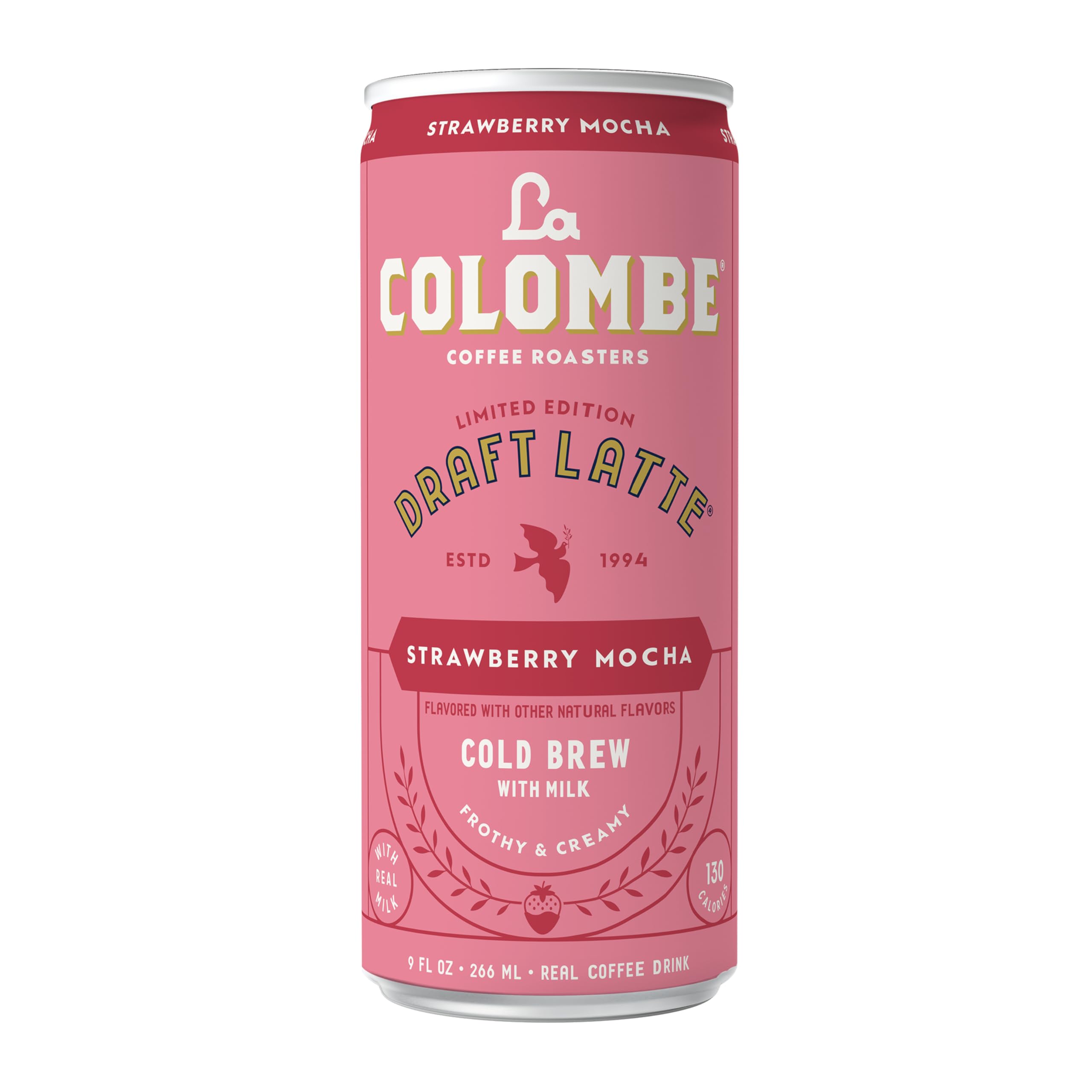 La Colombe Coffee, Strawberry Mocha Cold Brew Draft Latte, 9 fl oz Cans, 4 Pack