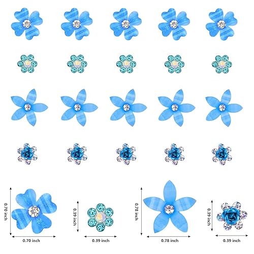 Miniatura 6 de YISSION 20 mini pinzas para el pelo de flores, bonitos horquillas para el pelo con diamantes de imitación, pequeñas pinzas decorativas para el pelo