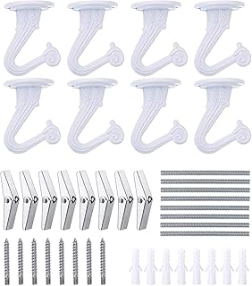 OBSTKUCHEN 8 Sets Swag Ceiling Hooks Heavy Duty Swag Hook with Hardware for Hanging Plants Ceiling Installation Cavity Wall Fixing (White)