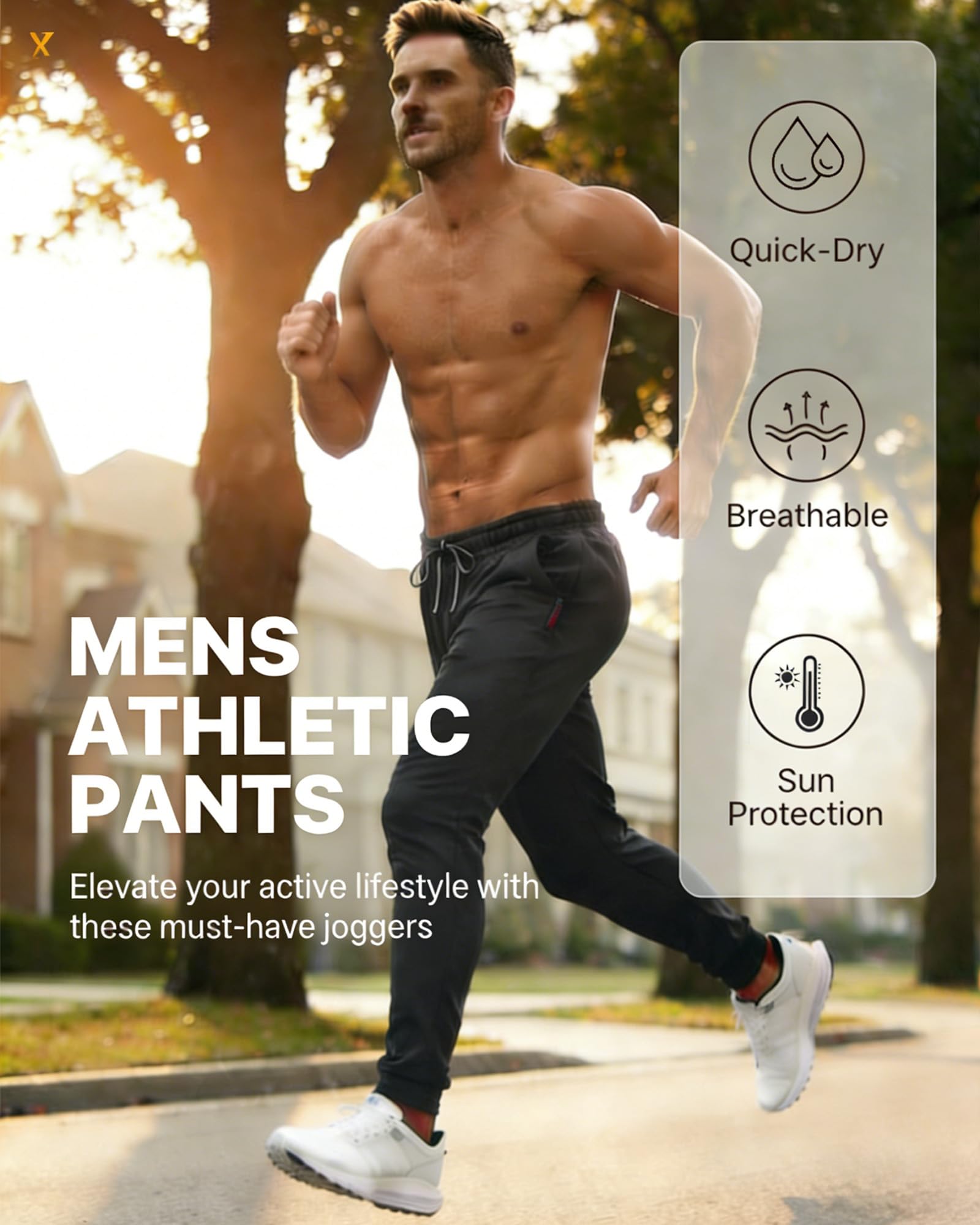 Pantalones deportivos para hombre, elásticos, para entrenamiento, correr, ligeros, transpirables, con bolsillos con cremallera — view 3