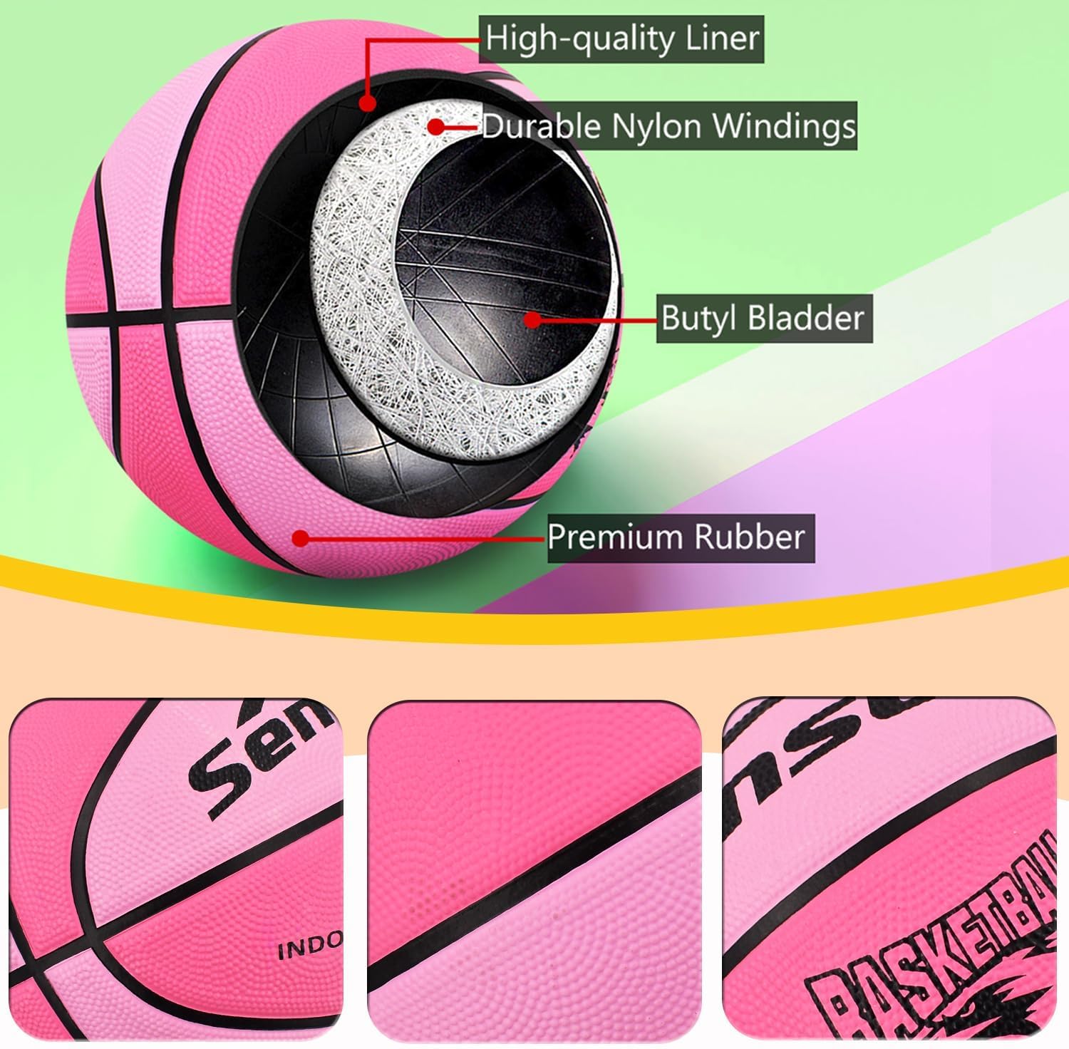Senston Basketball Größe 6, Basketbälle mit Pumpe für Damen und Mädchen