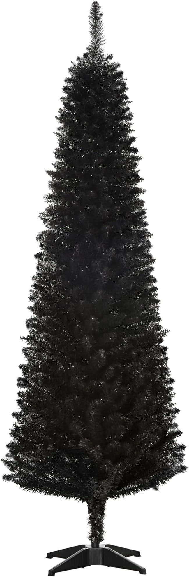 6' Artificial Pencil Christmas Tree 390 Realistic Branch Tips Black | Slim Xmas Tree, Plastic Stand