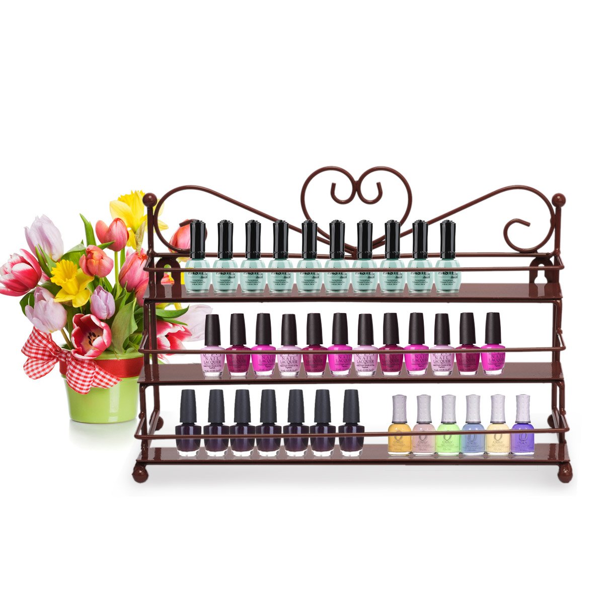 Nagellack-Organizer Mit 3 Metallablagen – Stylischer Ständer Für Nagellack, Lippenstift & Parfüm, 27 X 17 X 13 Cm