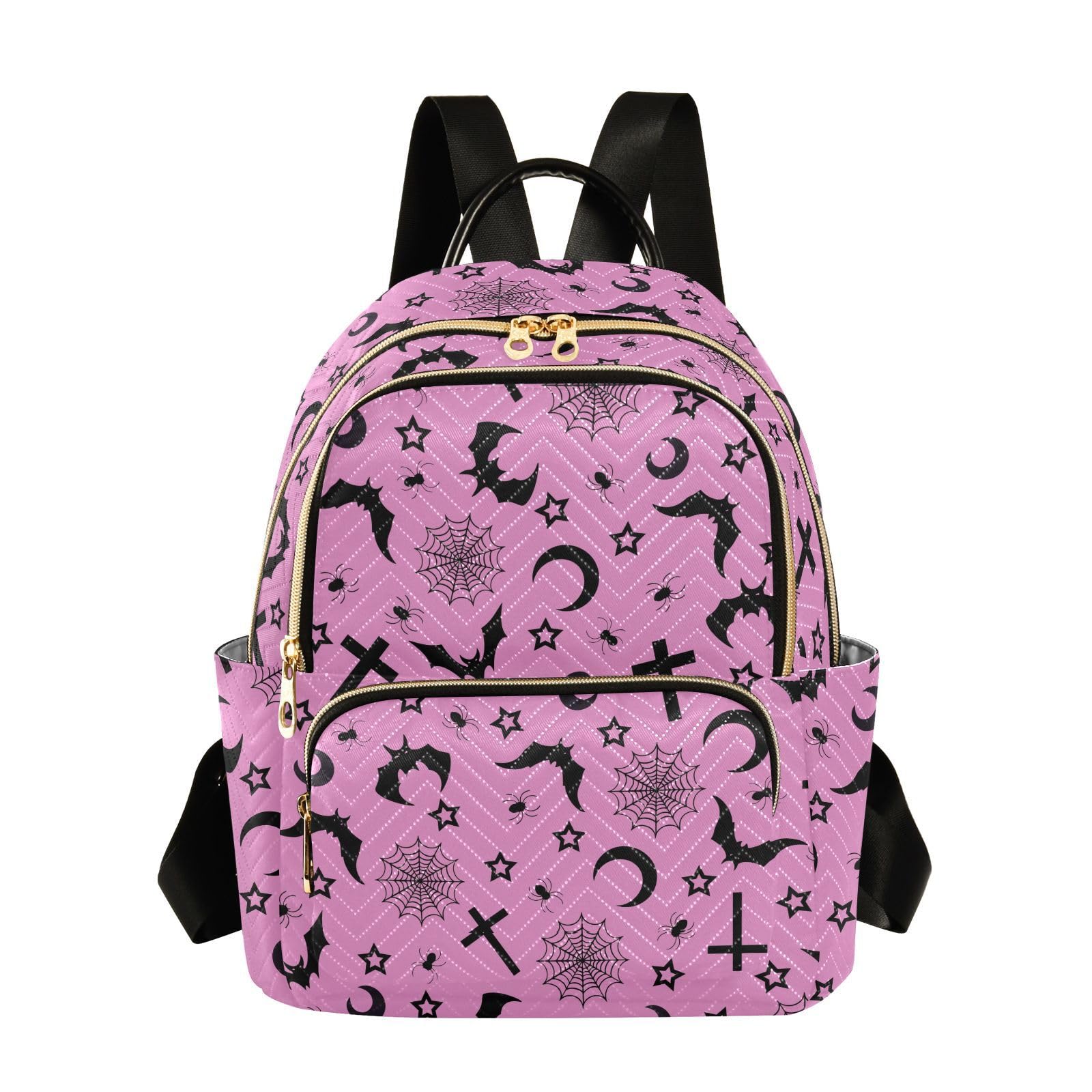 Bats Crosses Stars Gothic Mini Backpack Fashion Purse for Women,M