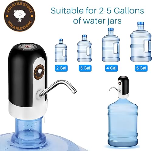 Miniatura 4 de Generic Dispensador automático de botellas de agua de 5 galones, portátil y recargable, se adapta a tarros de hasta 5 galones, sin BPA, boquilla de