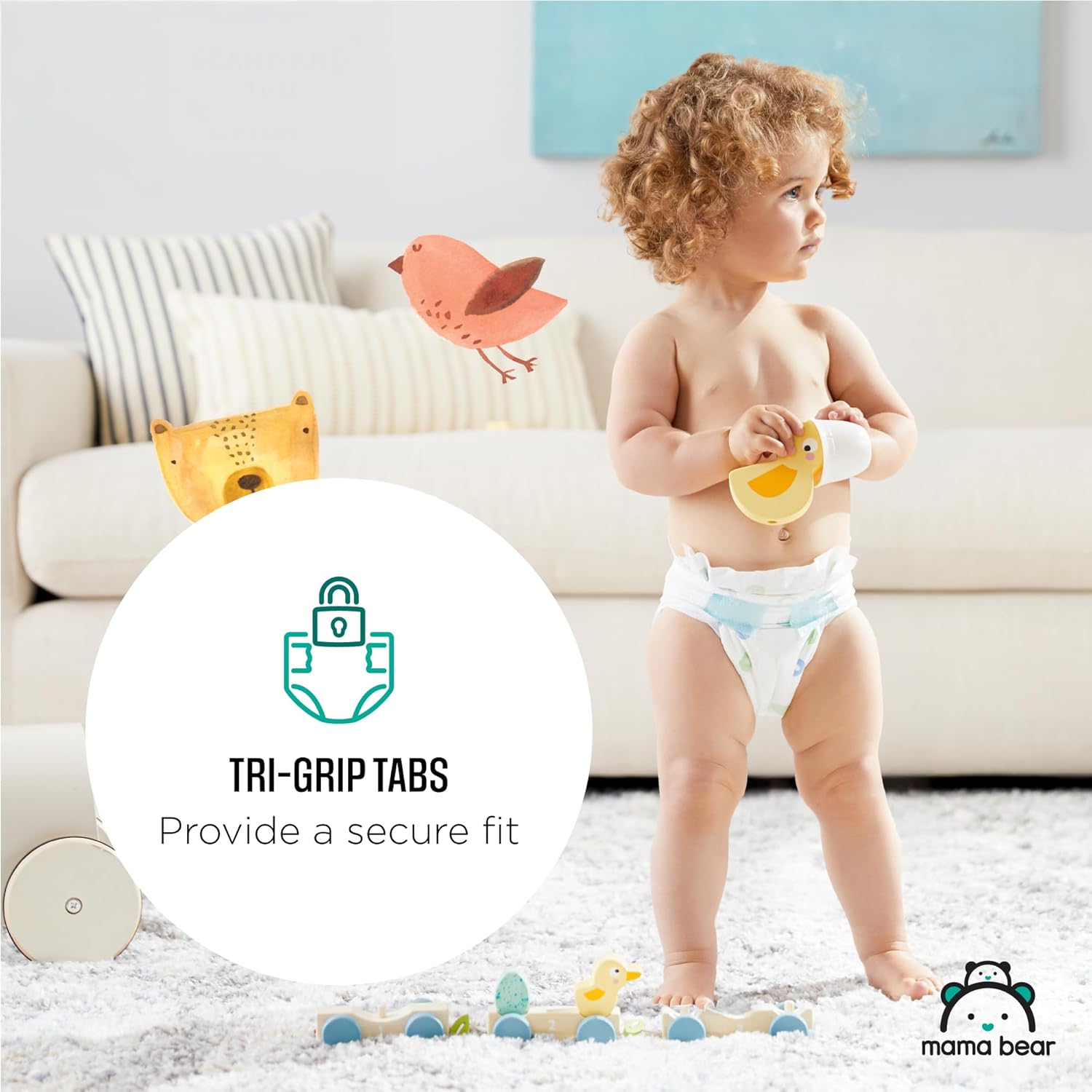 Amazon Brand - Mama Bear Gentle Touch Baby Diapers, Fragrance-Free, Size 4, 148 Count (4 packs of 37), with Skin Protection and Leak Protection - Image 9